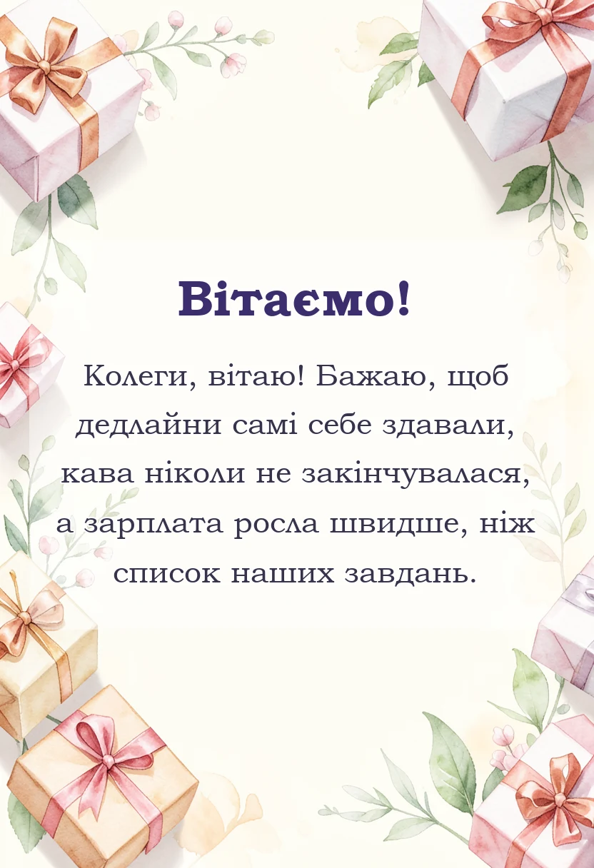 унікальна листівка - привітання з професійним святом для колег і друзів
