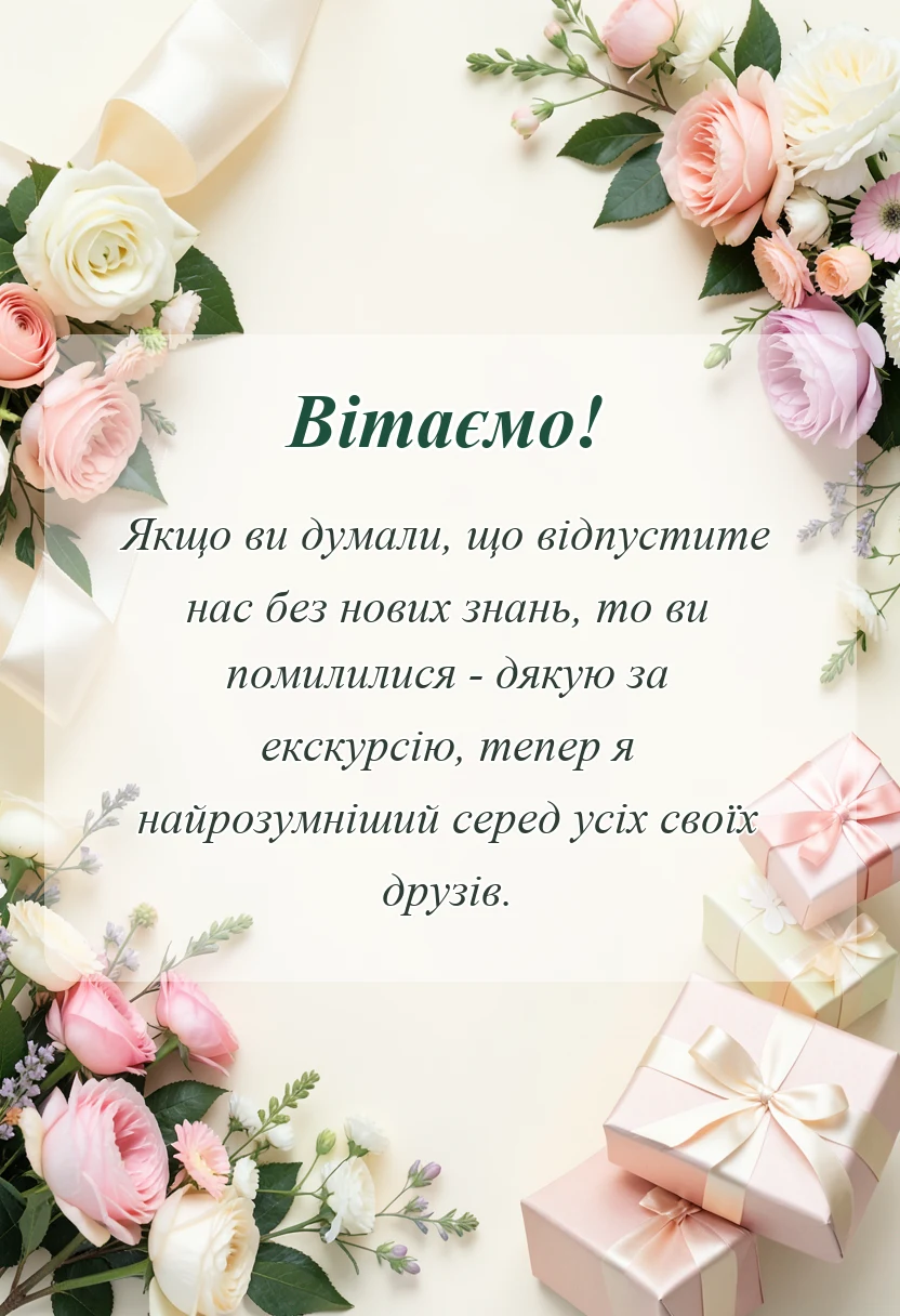 вітальна листівка - подяка за екскурсію своїми словами