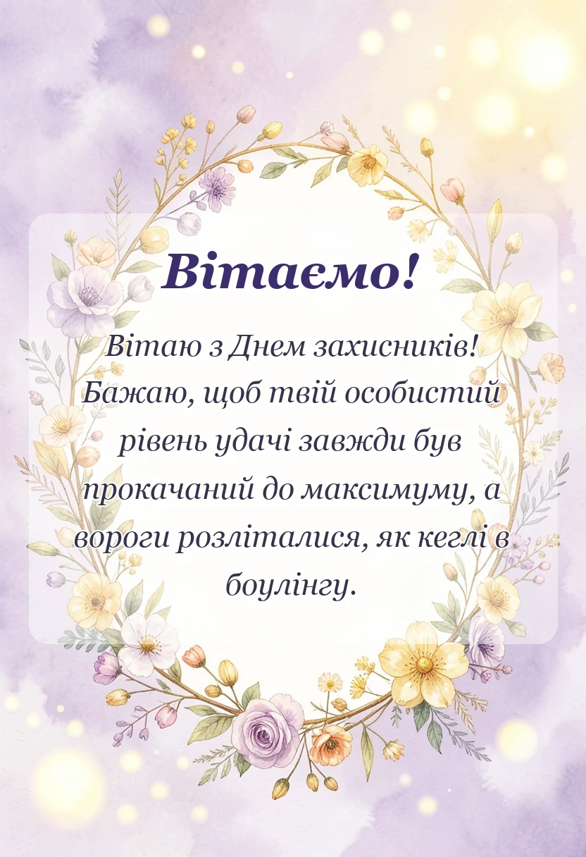 святкова картинка: вітання з днем захисників україни
