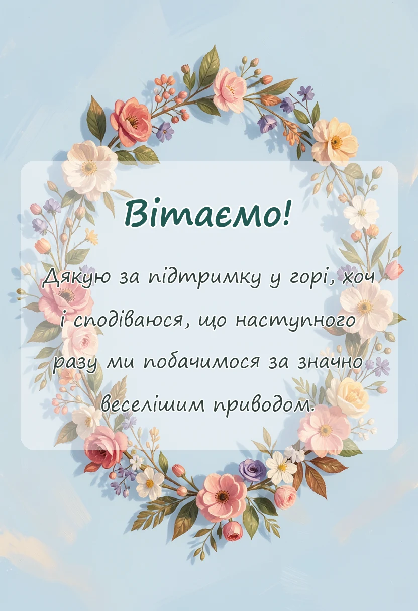 красива листівка: подяка за співчуття через смерть мами