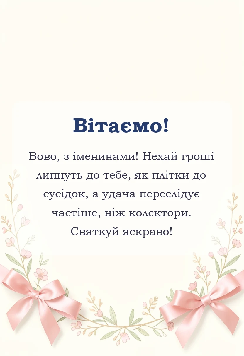 листівка з побажанням - привітання з днем ангела володимира