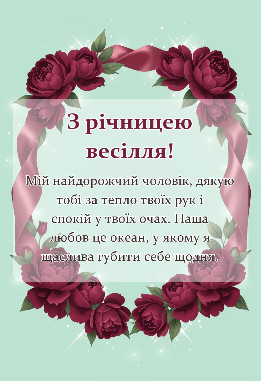 унікальна листівка - привітання з річницею весілля коханому