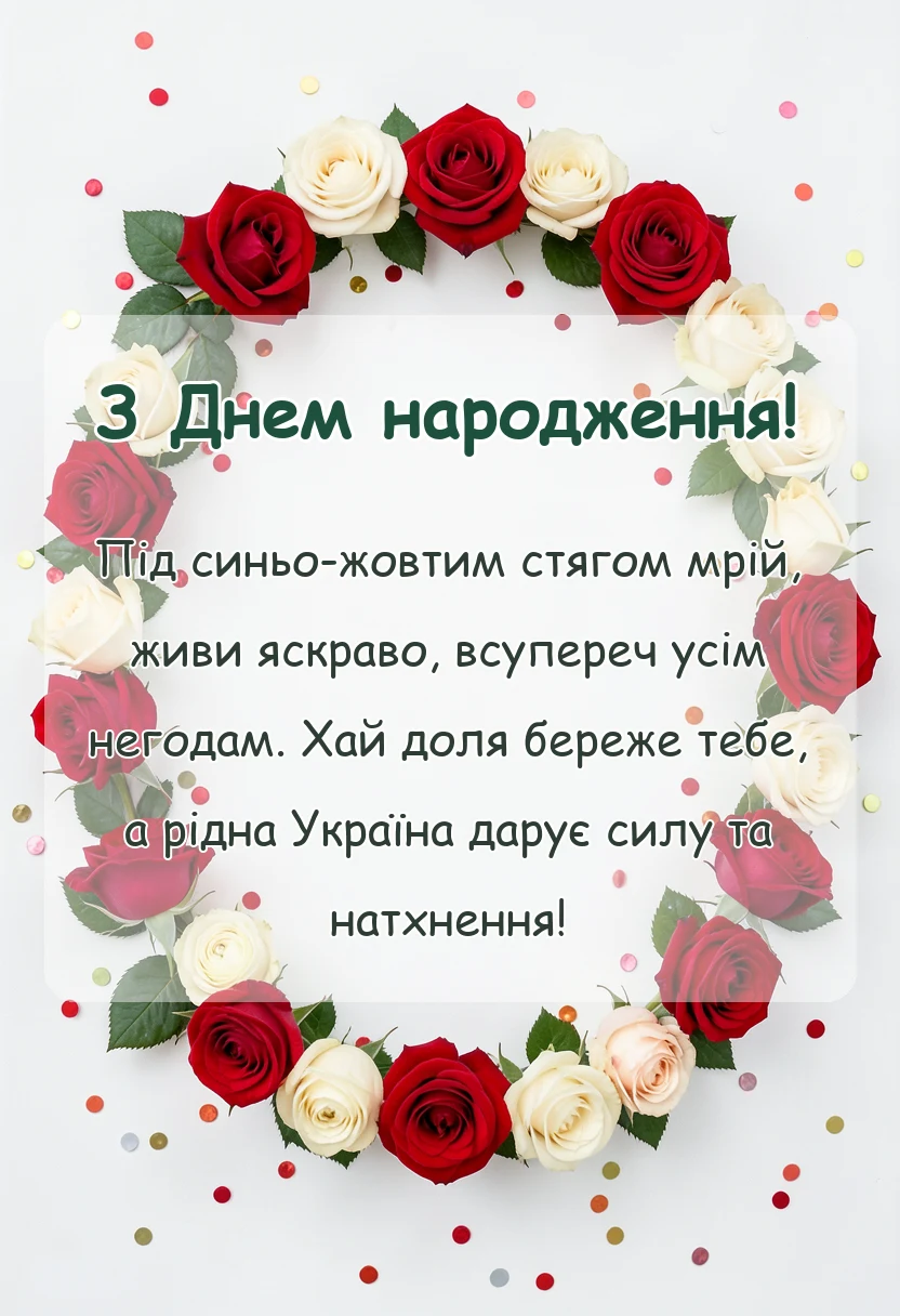 вітальна листівка - патріотичні привітання з днем народження