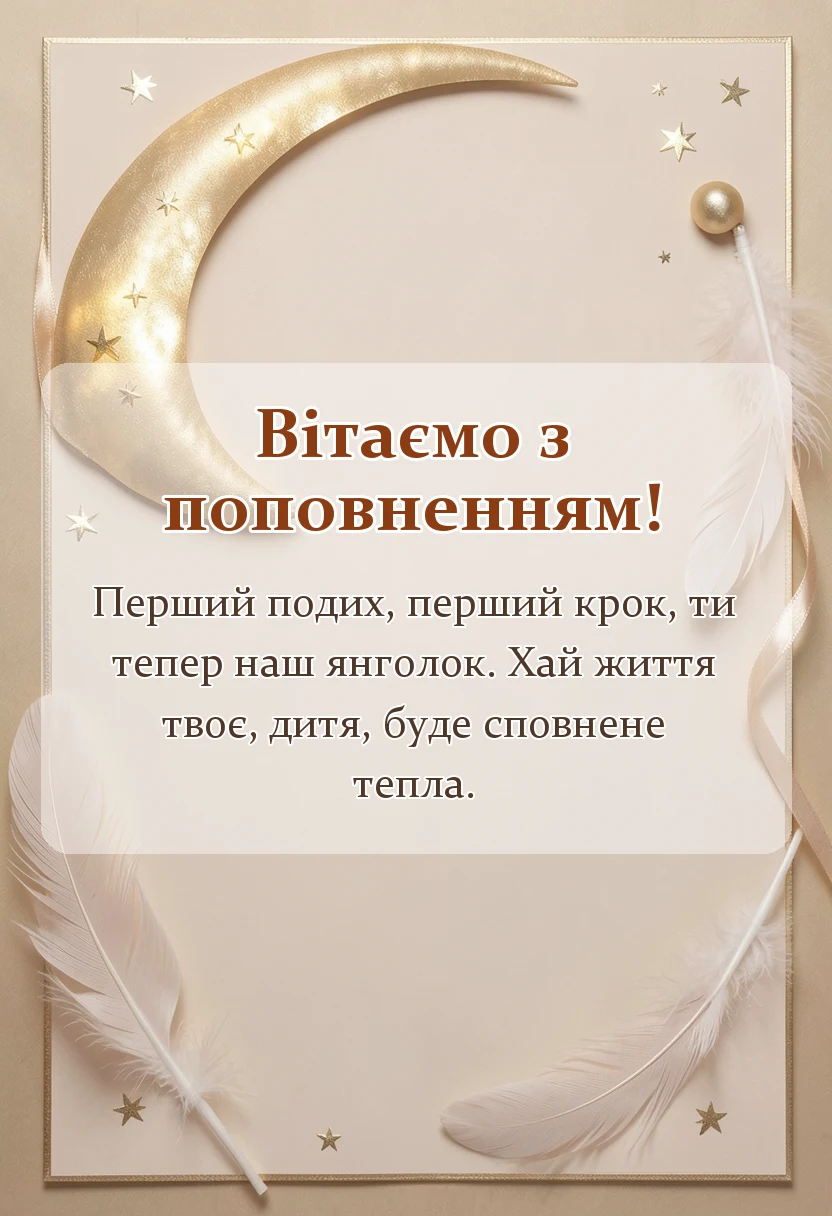 унікальна листівка - коротке привітання з народженням дитини