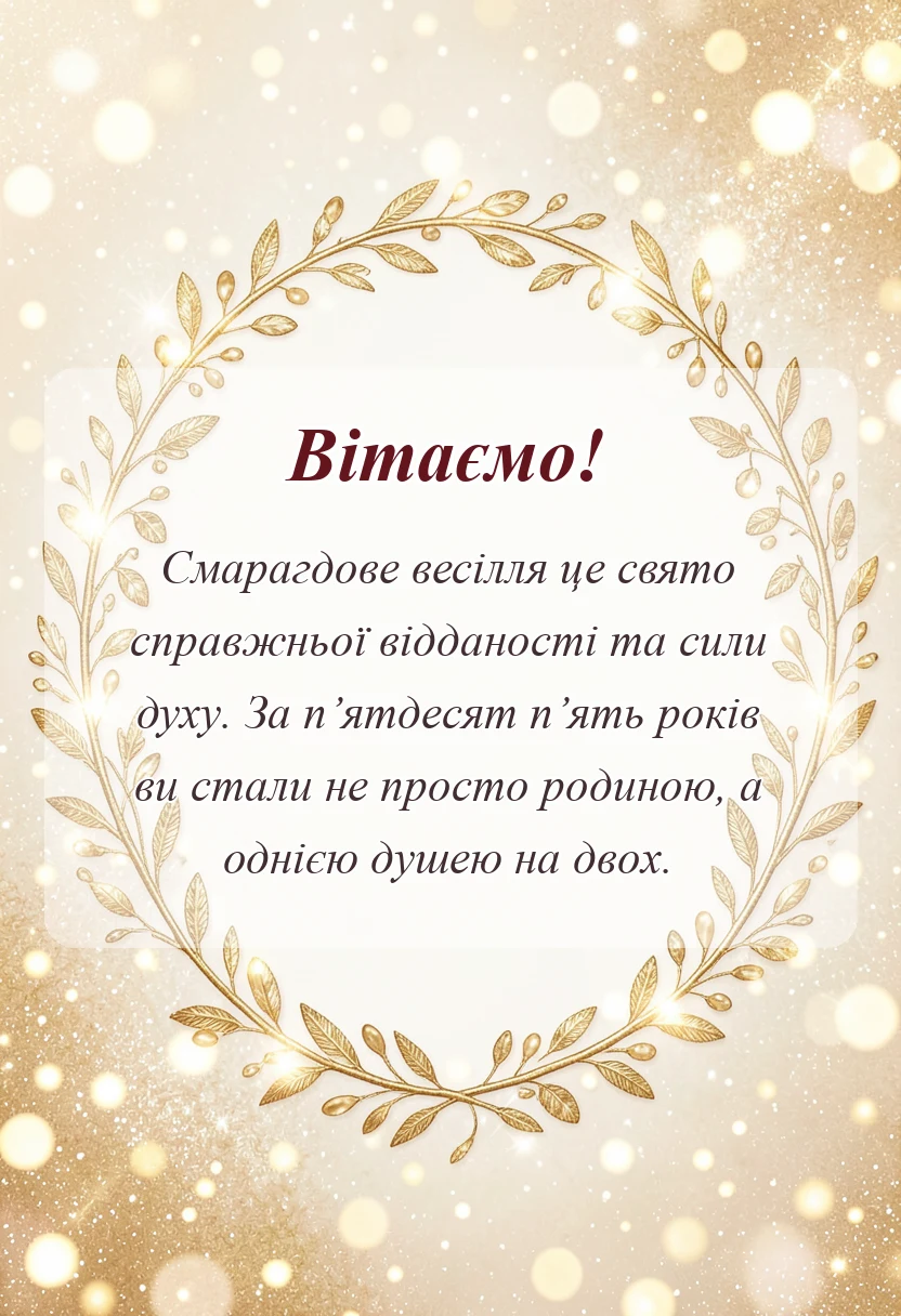 унікальна листівка - привітання з весілля 55 років