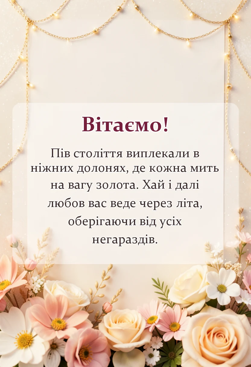 унікальна листівка - привітання з золотою річницею весілля 50 років