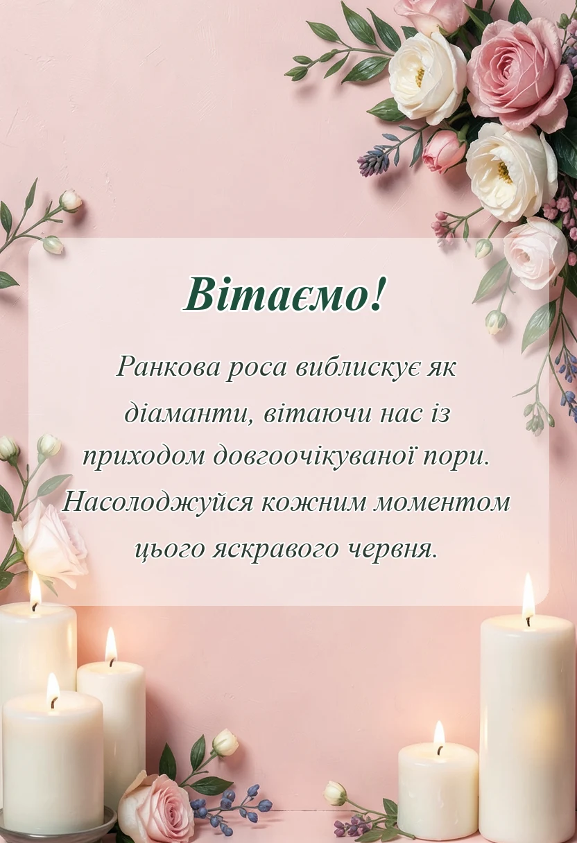 унікальна листівка - привітання з першим днем літа доброго ранку