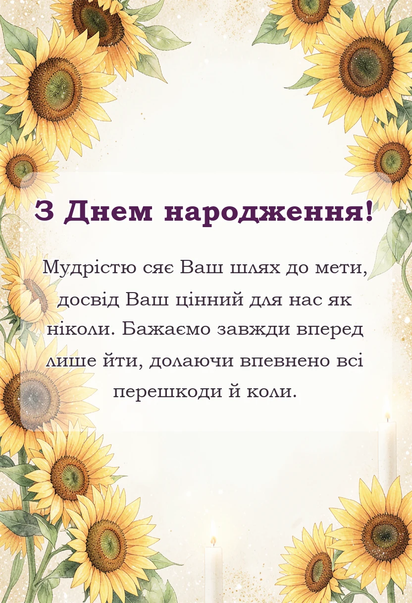 унікальна листівка - привітання з днем народження директору жінці