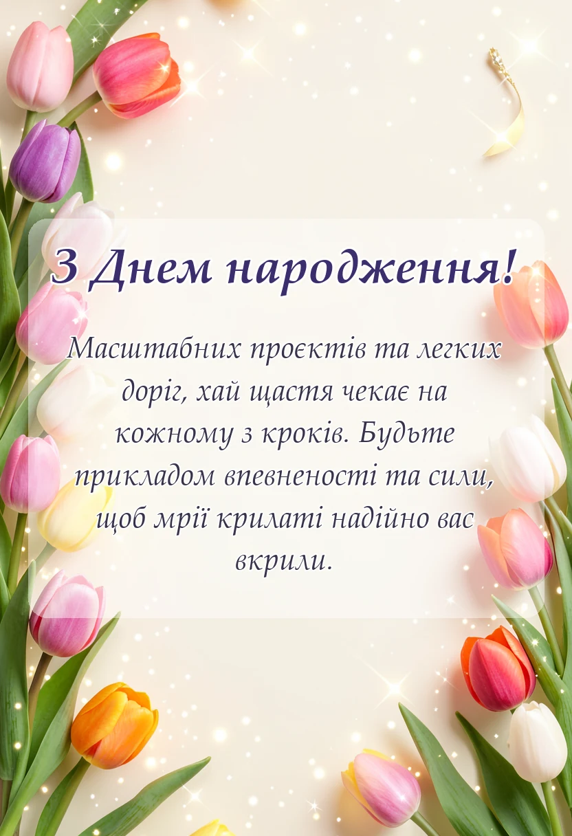 красива листівка: привітання з днем народження директору чоловіку