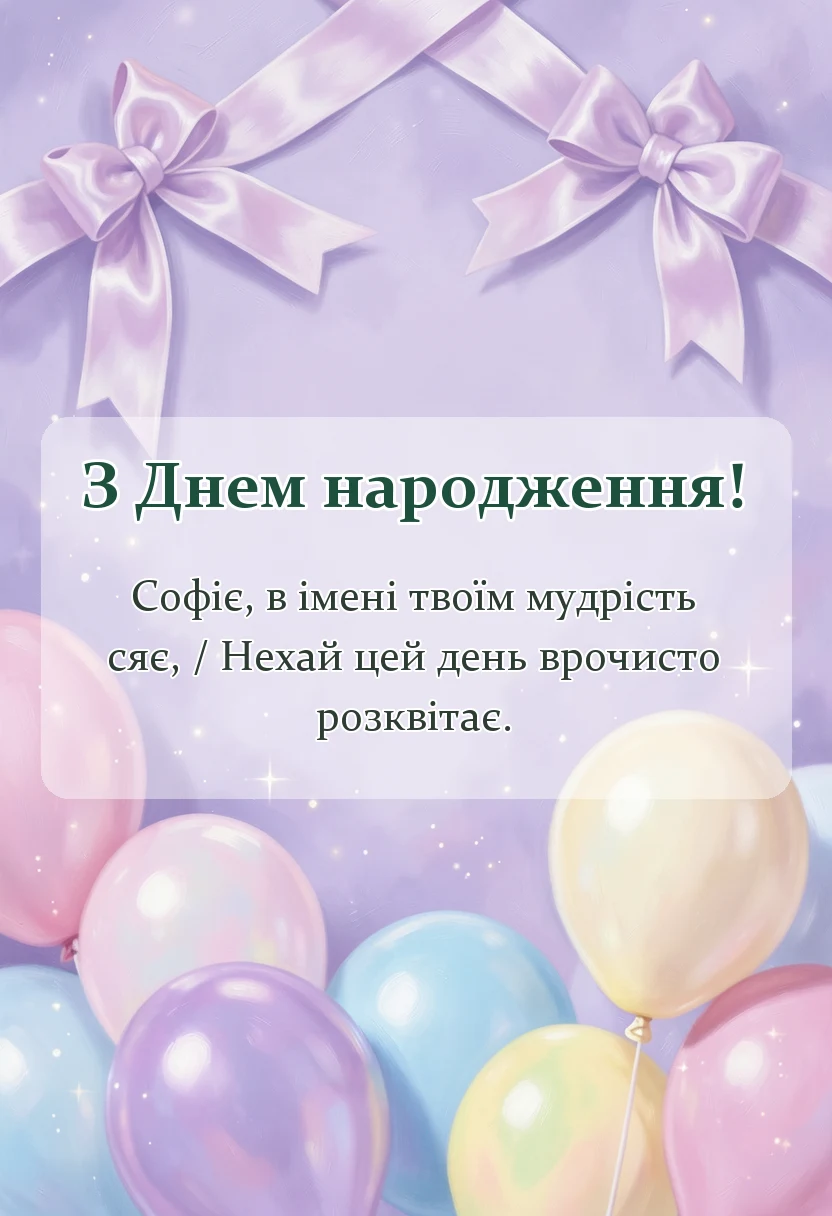 святкова картинка: привітання з днем народження софія