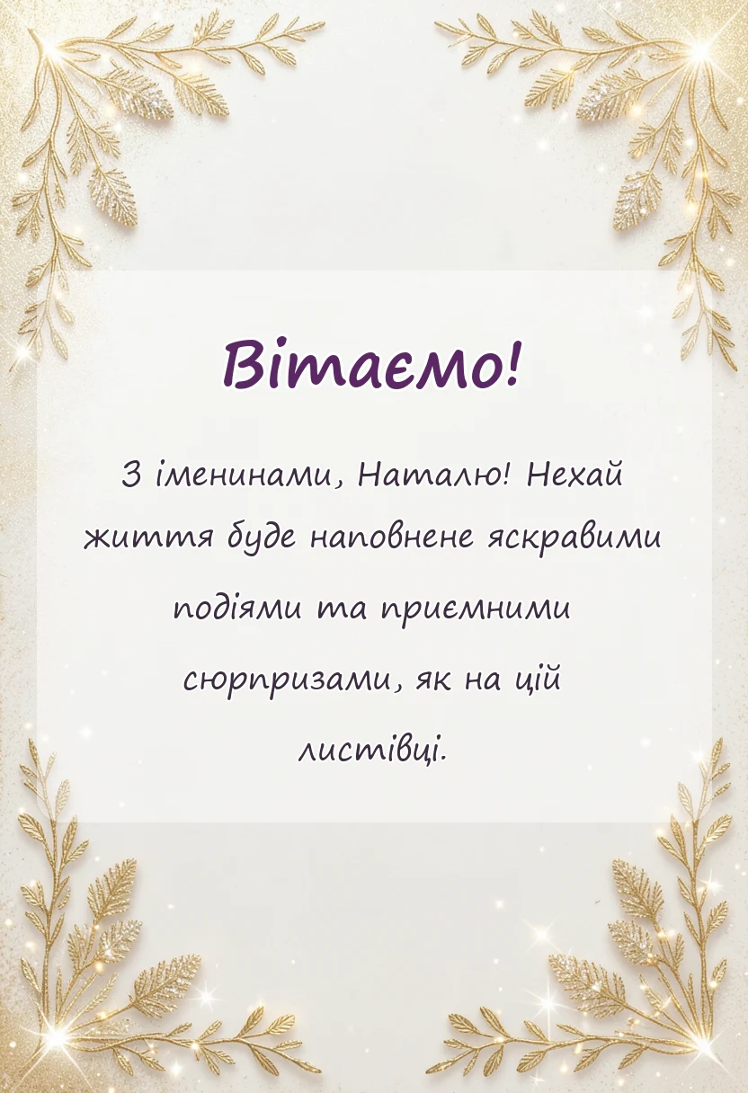 вітальна листівка - картинки з днем ангела наталії