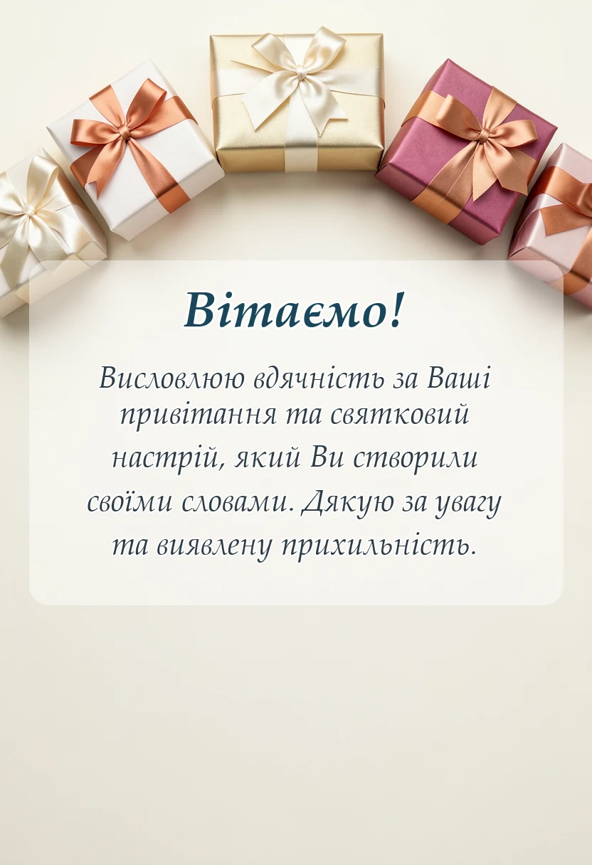 листівка з побажанням - подяка за привітання