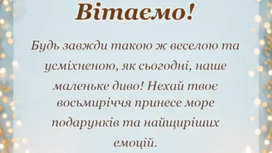 листівка з побажанням - привітання з днем народження 8 років дівчинці