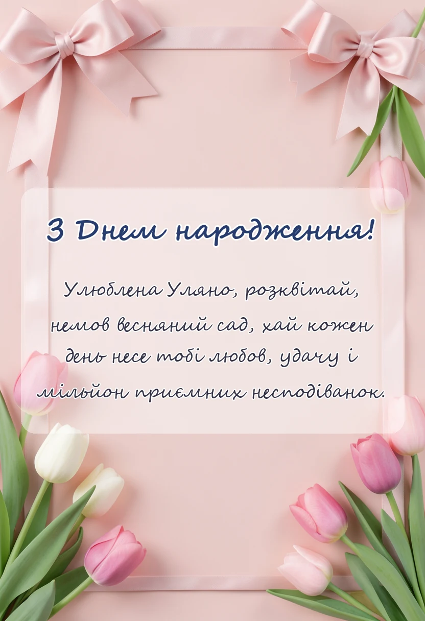 листівка з побажанням - привітання з днем народження уляні