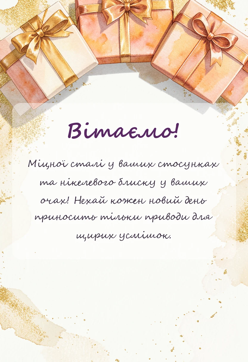 листівка з побажанням - привітання з нікелевим весіллям