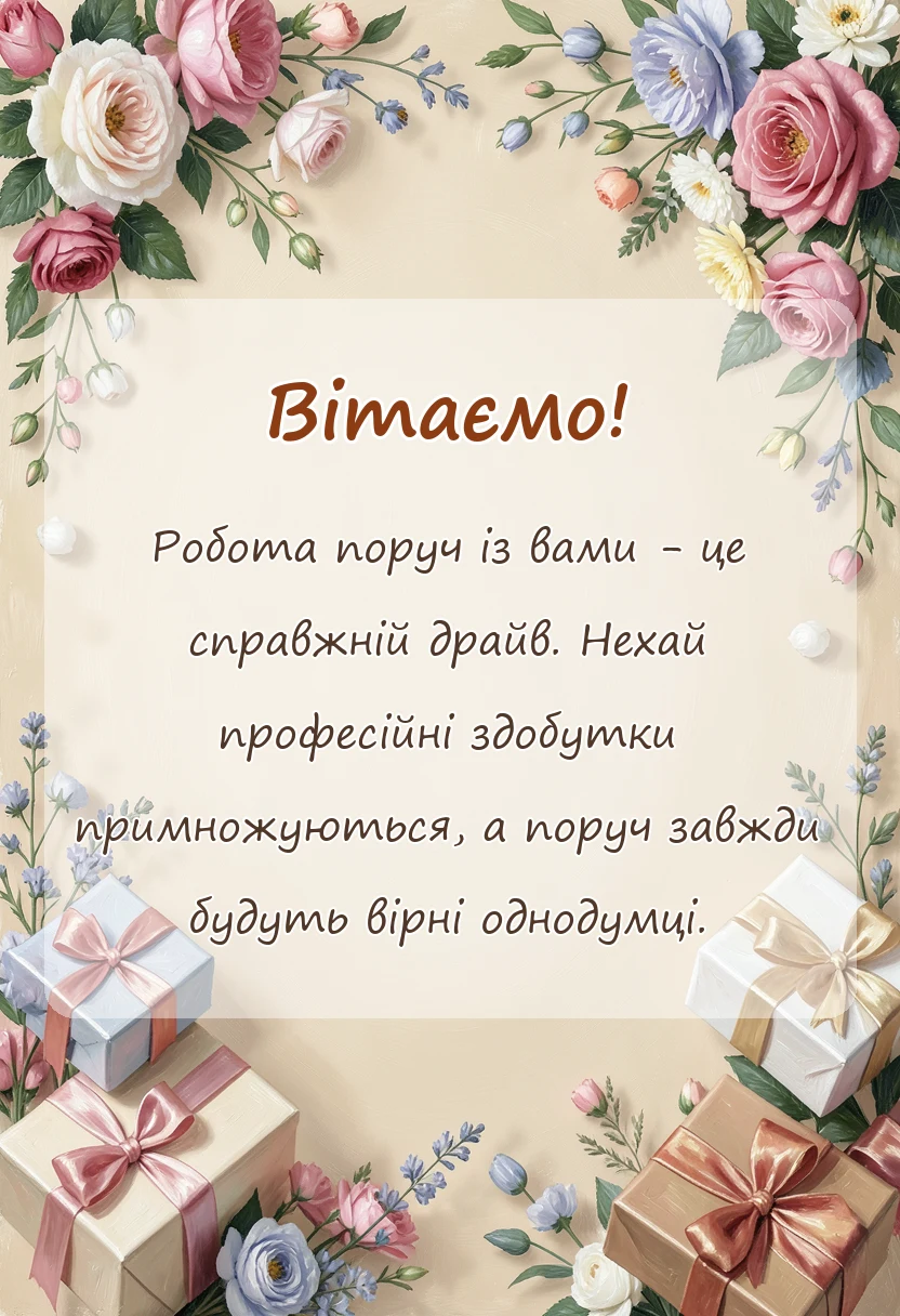 листівка з побажанням - привітання з професійним святом для колег і друзів