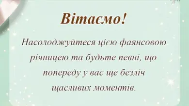 вітальна листівка - фаянсове весілля привітання