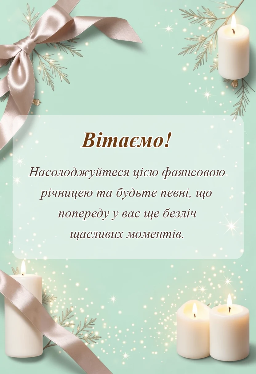 вітальна листівка - фаянсове весілля привітання