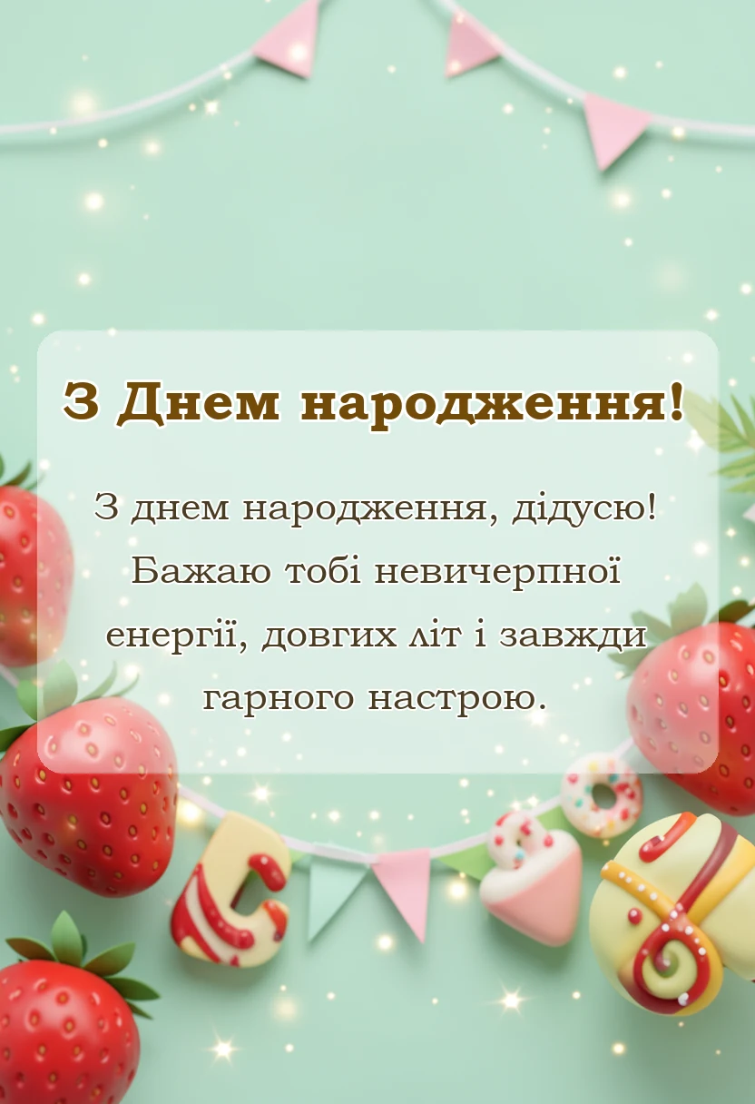 красива листівка: побажання на день народження дідові