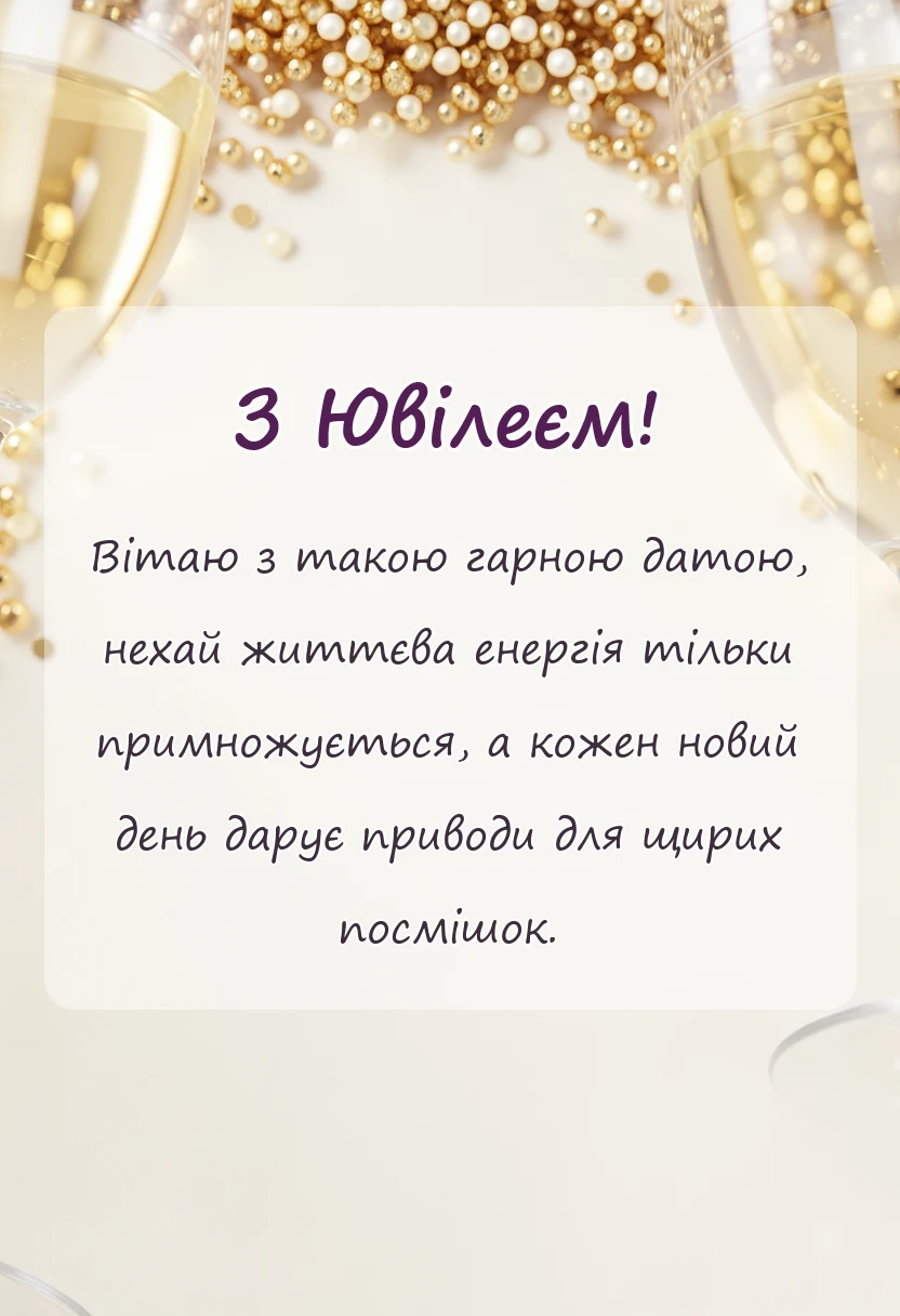 вітальна листівка - вітання з ювілеєм своїми словами