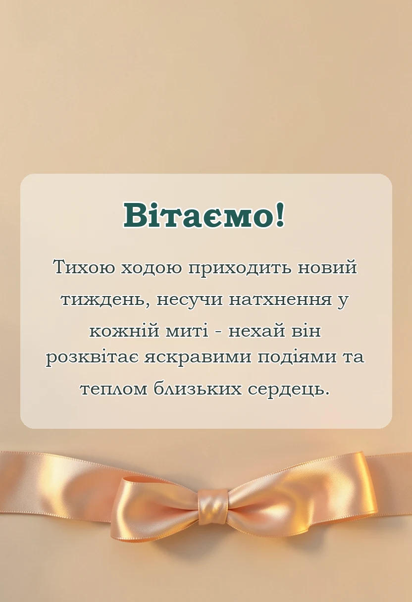 унікальна листівка - побажання гарного понеділка та вдалого тижня своїми словами