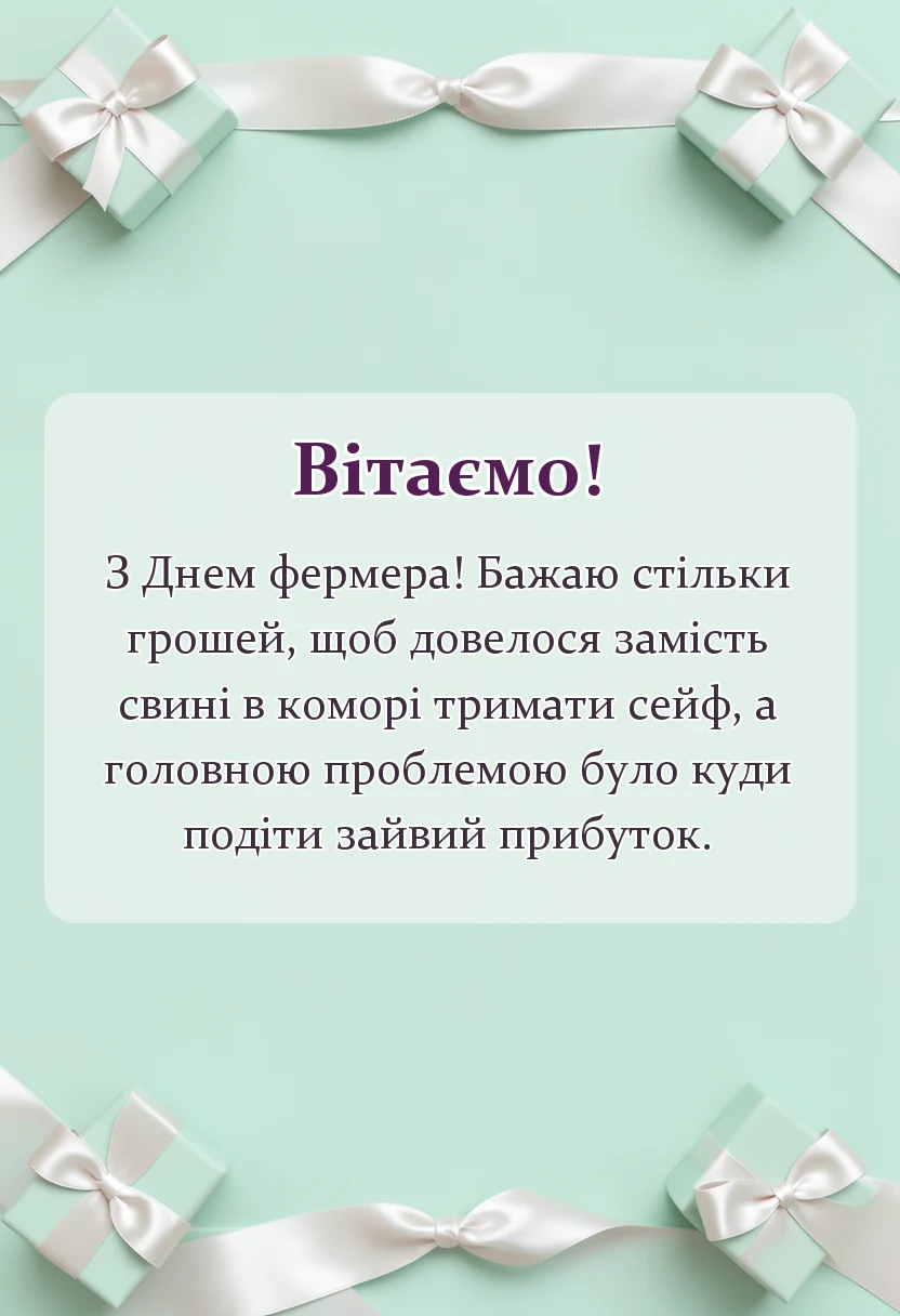 унікальна листівка - що побажати фермеру