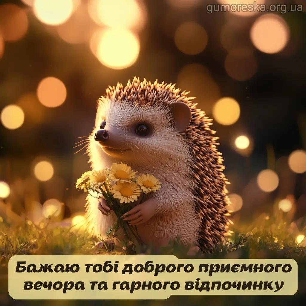 М'який їжак тримає жовті квіти на сонці