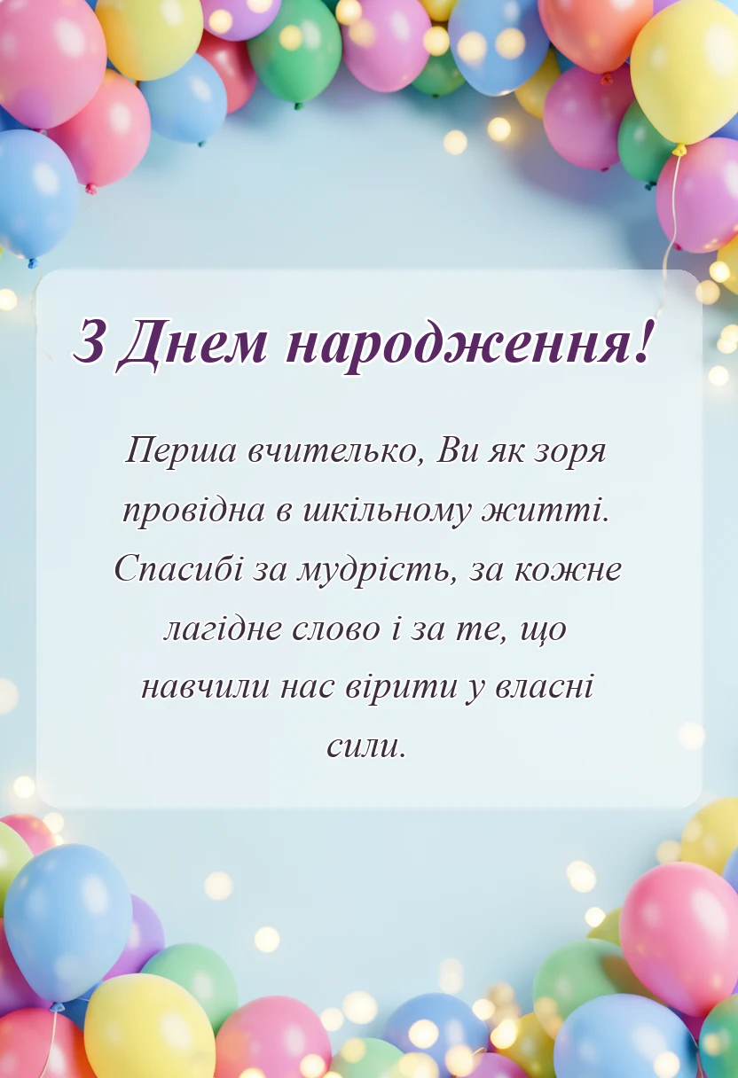 вітальна листівка - вірш про першу вчительку