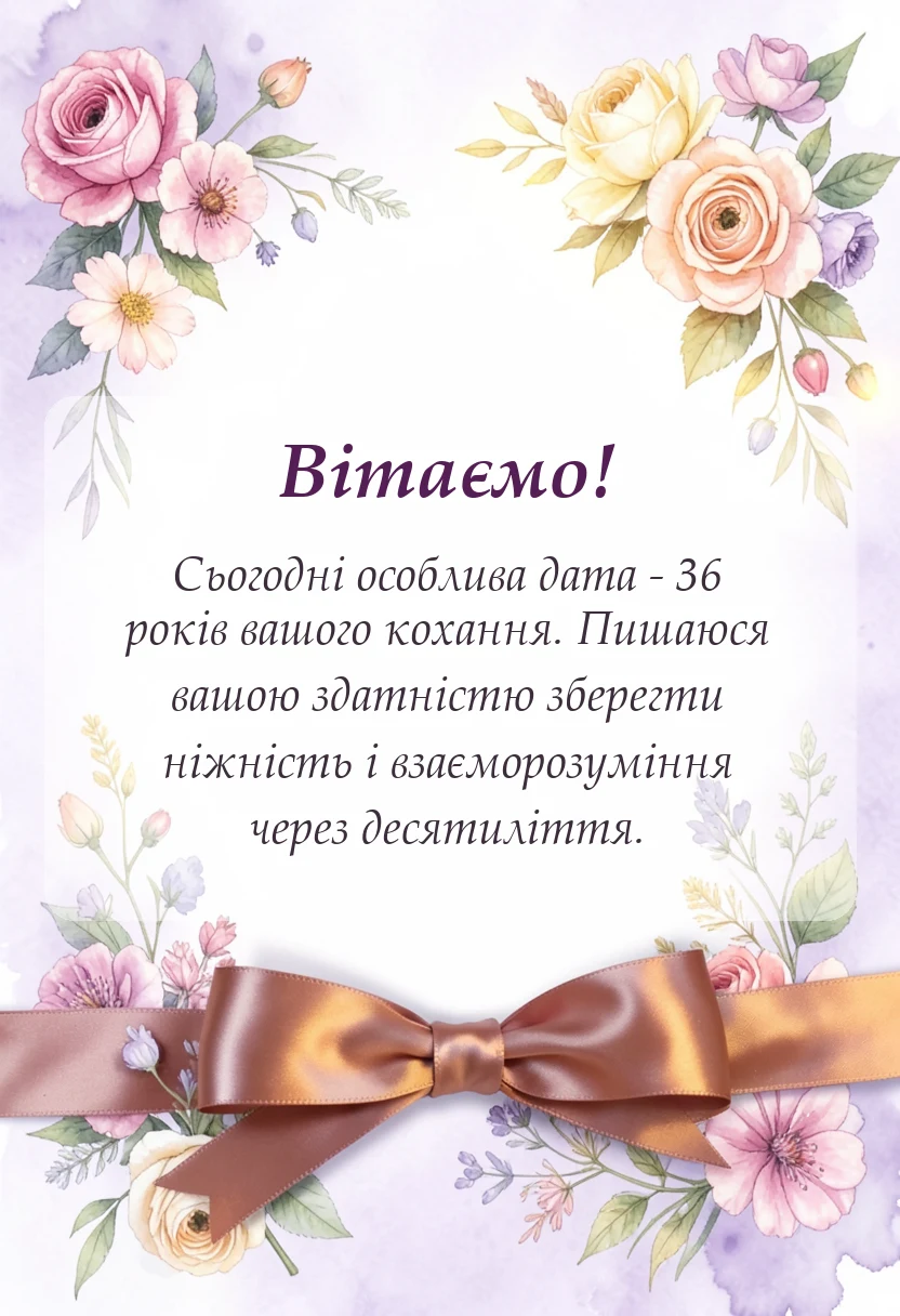 листівка з побажанням - картинки з 36 роками весілля
