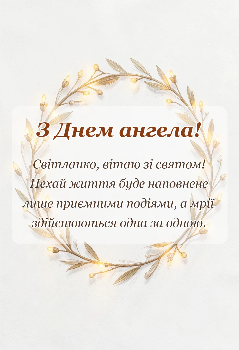 листівка з побажанням - картинки з днем ангела світлани українською