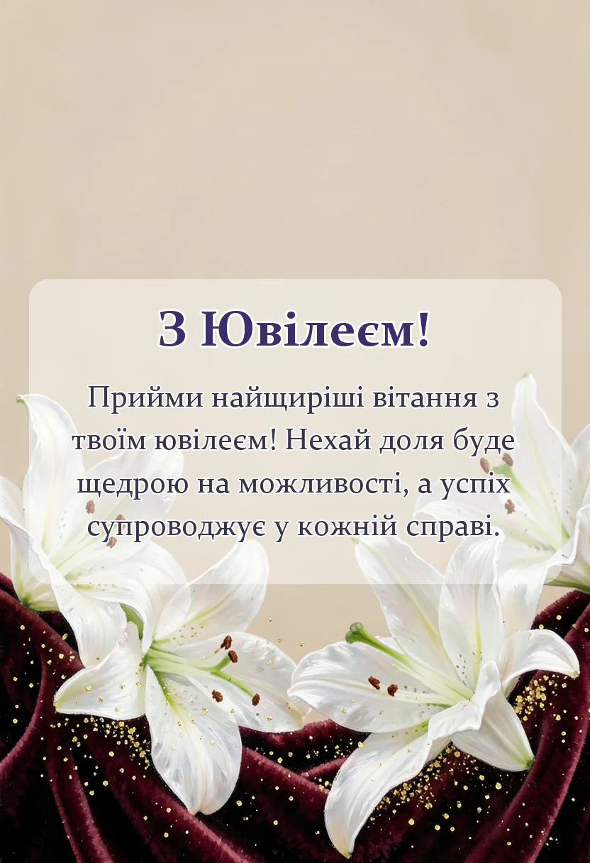 листівка з побажанням - найкращі привітання чоловіку з ювілеєм