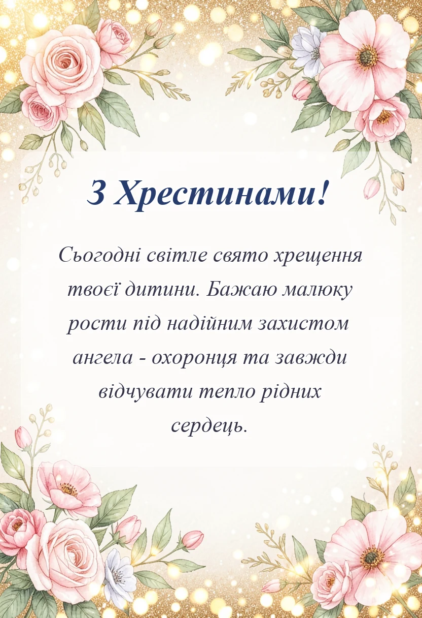 вітальна листівка - побажання на хрещення дитини