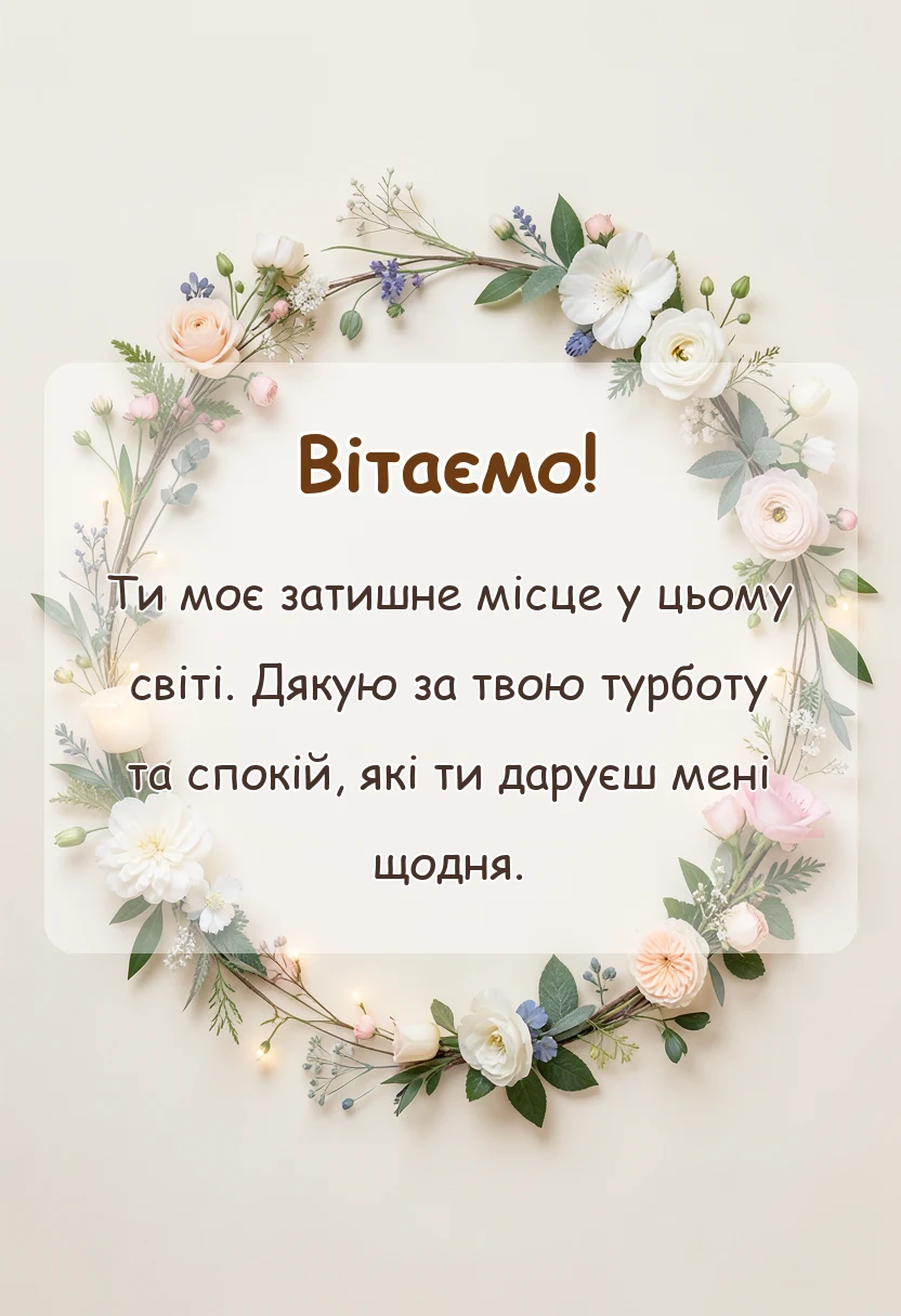 листівка з побажанням - подяка коханому своїми словами