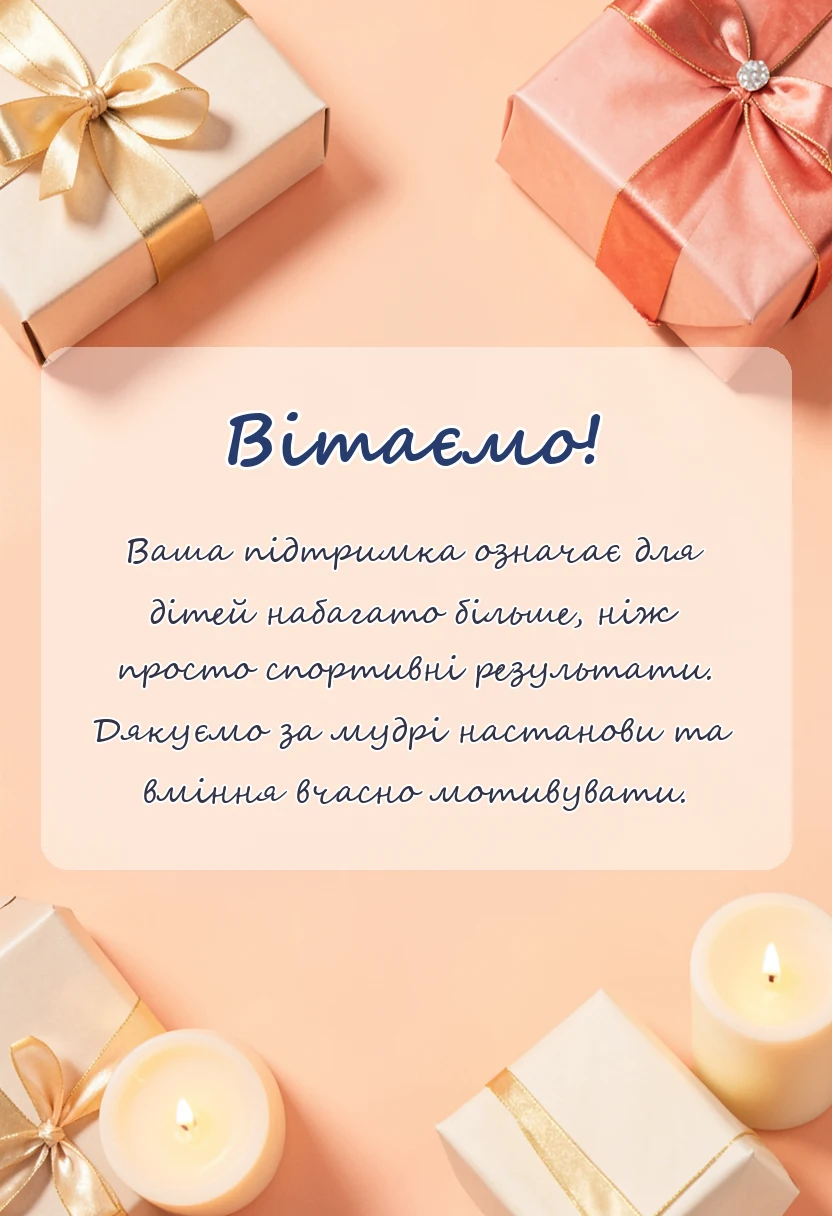 красива листівка: подяка тренеру від батьків і дітей