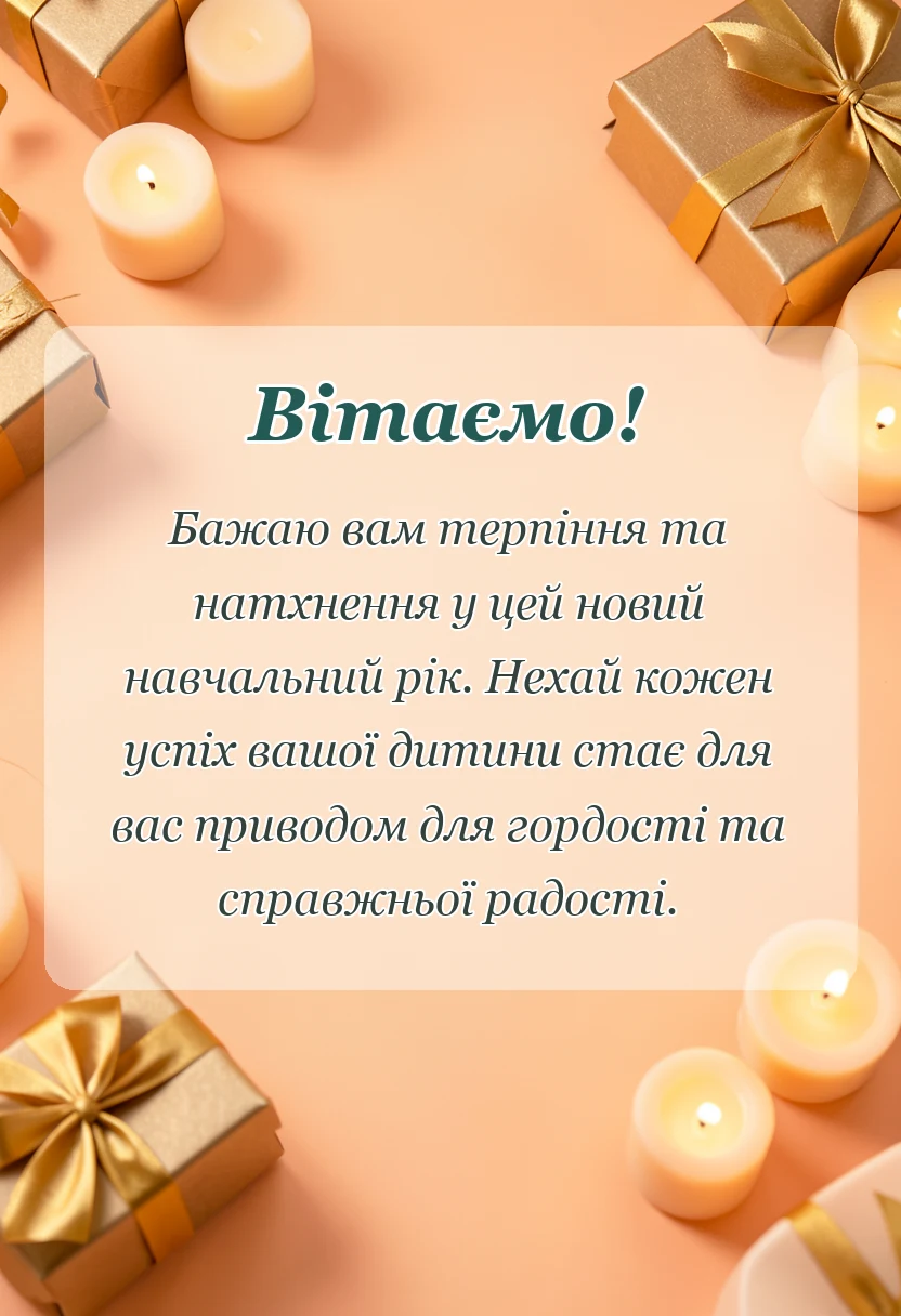 унікальна листівка - привітання батькам з початком навчального року