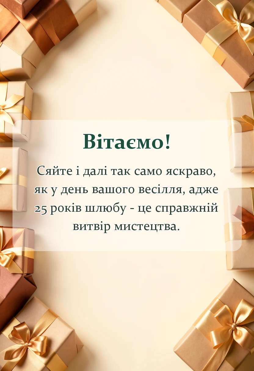 святкова картинка: привітання з 25 років весілля