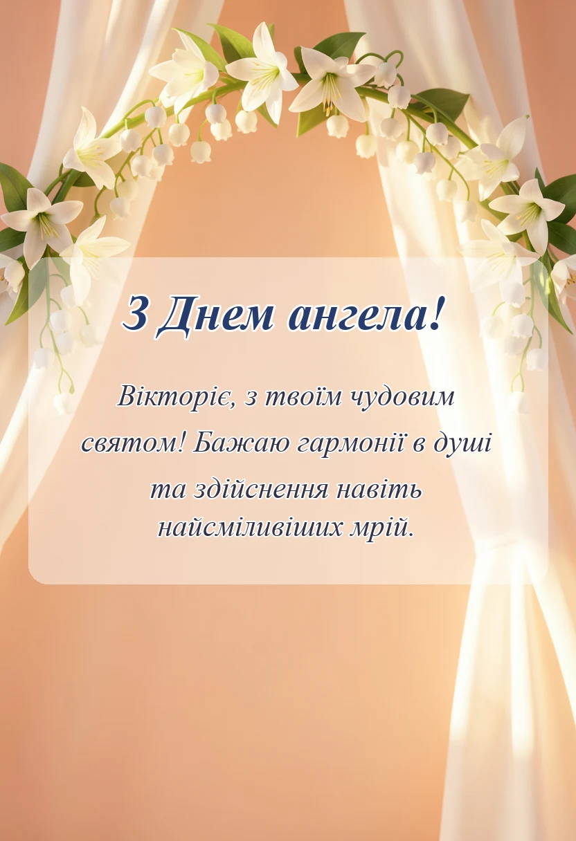 вітальна листівка - привітання з днем ангела вікторії своїми словами