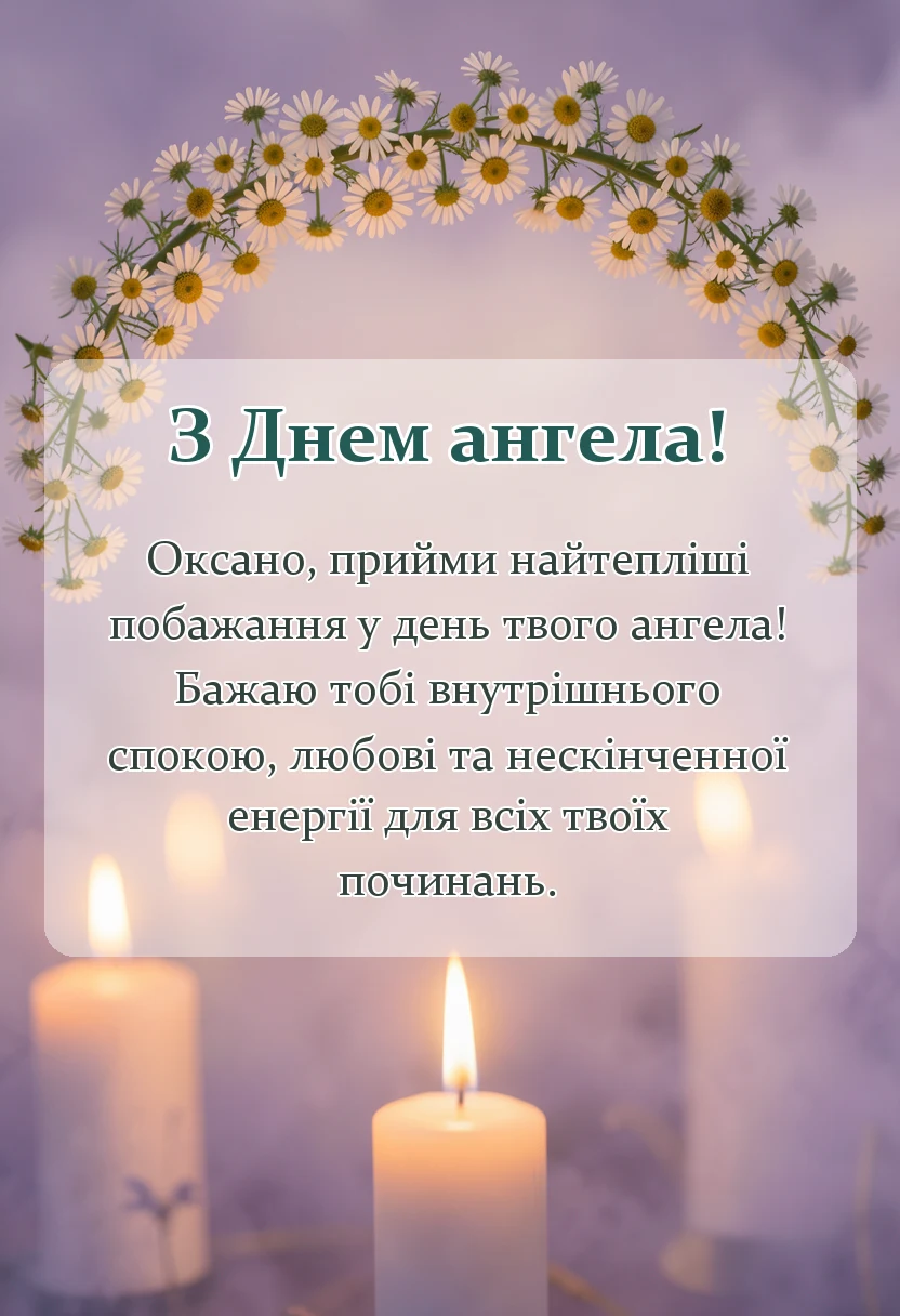 вітальна листівка - привітання з днем ангела оксани своїми словами