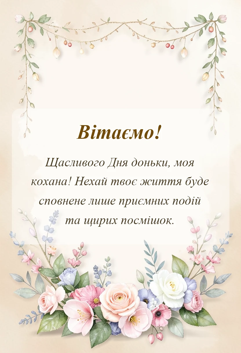 вітальна листівка - привітання з днем доньки картинки