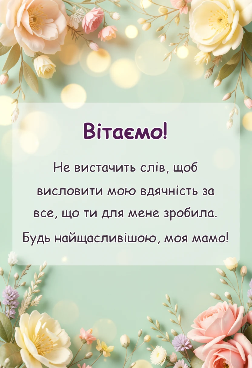 унікальна листівка - привітання з днем матері від дочки