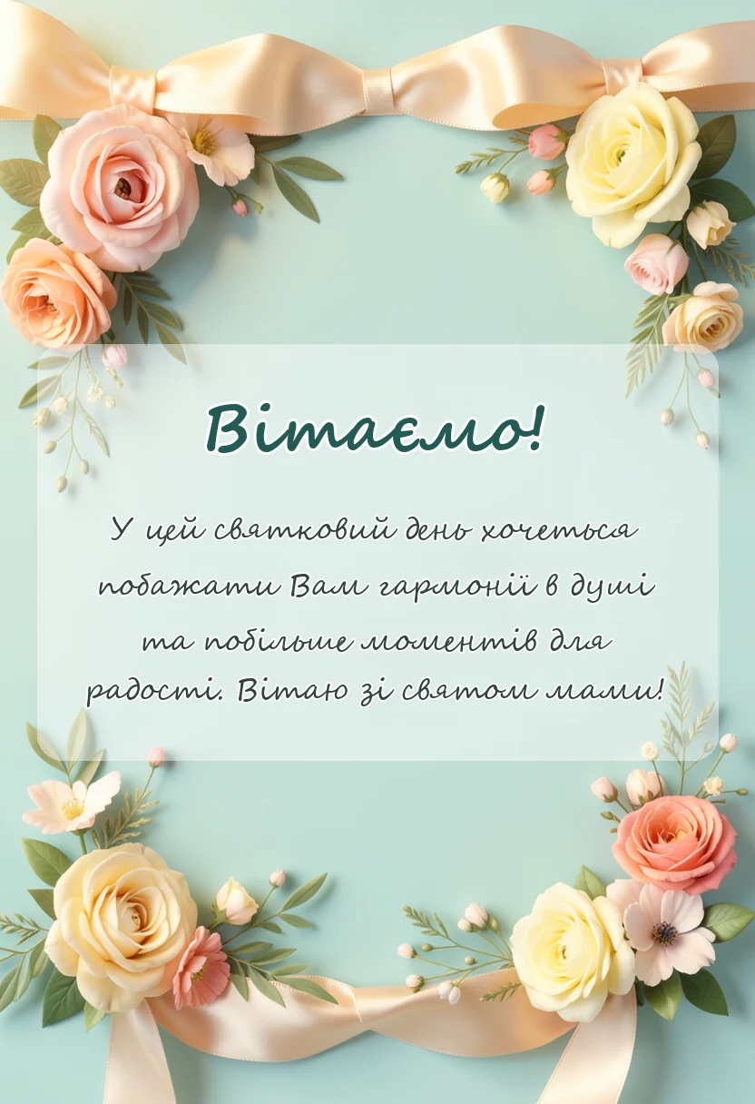 листівка з побажанням - привітання з днем матері свекрусі від невістки своїми словами
