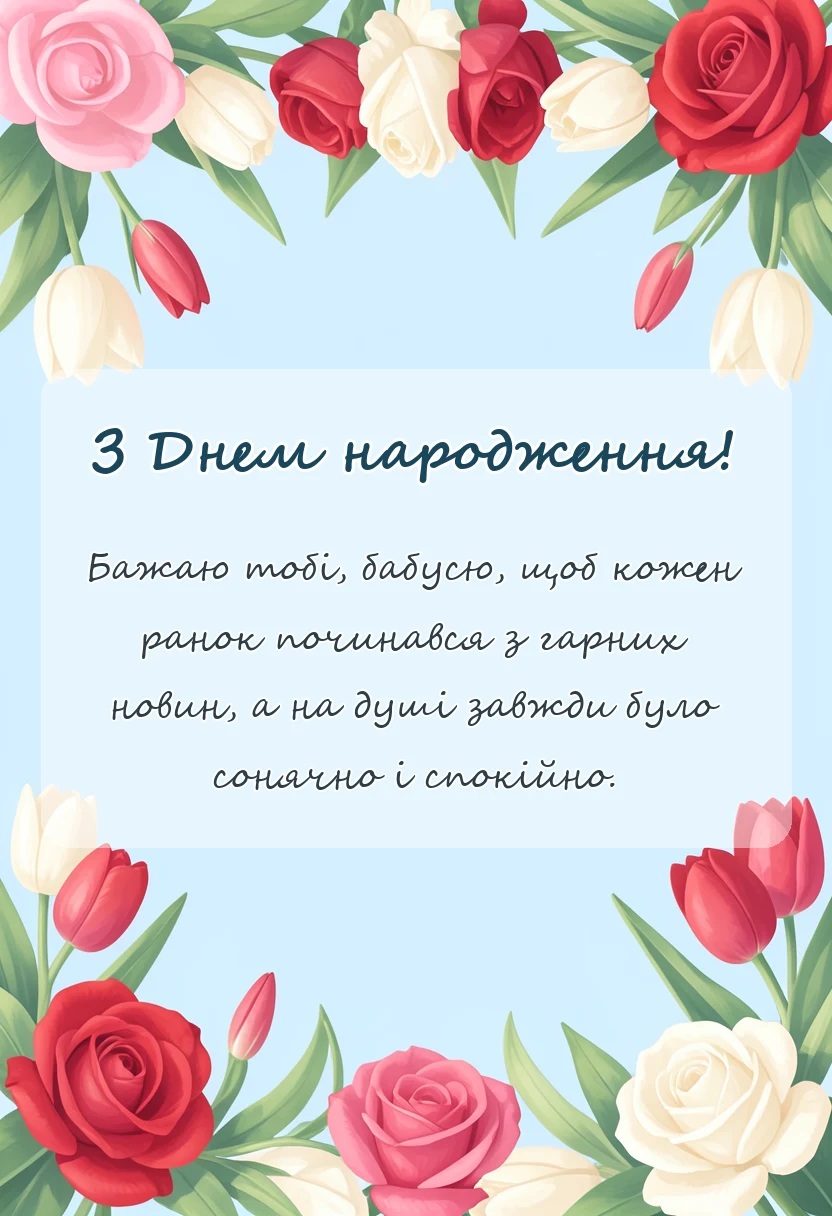 вітальна листівка - привітання з днем народження бабусі добрі слова