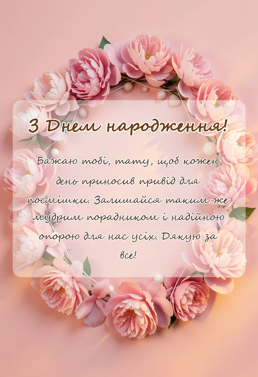 вітальна листівка - привітання з днем народження батькові картинки побажання