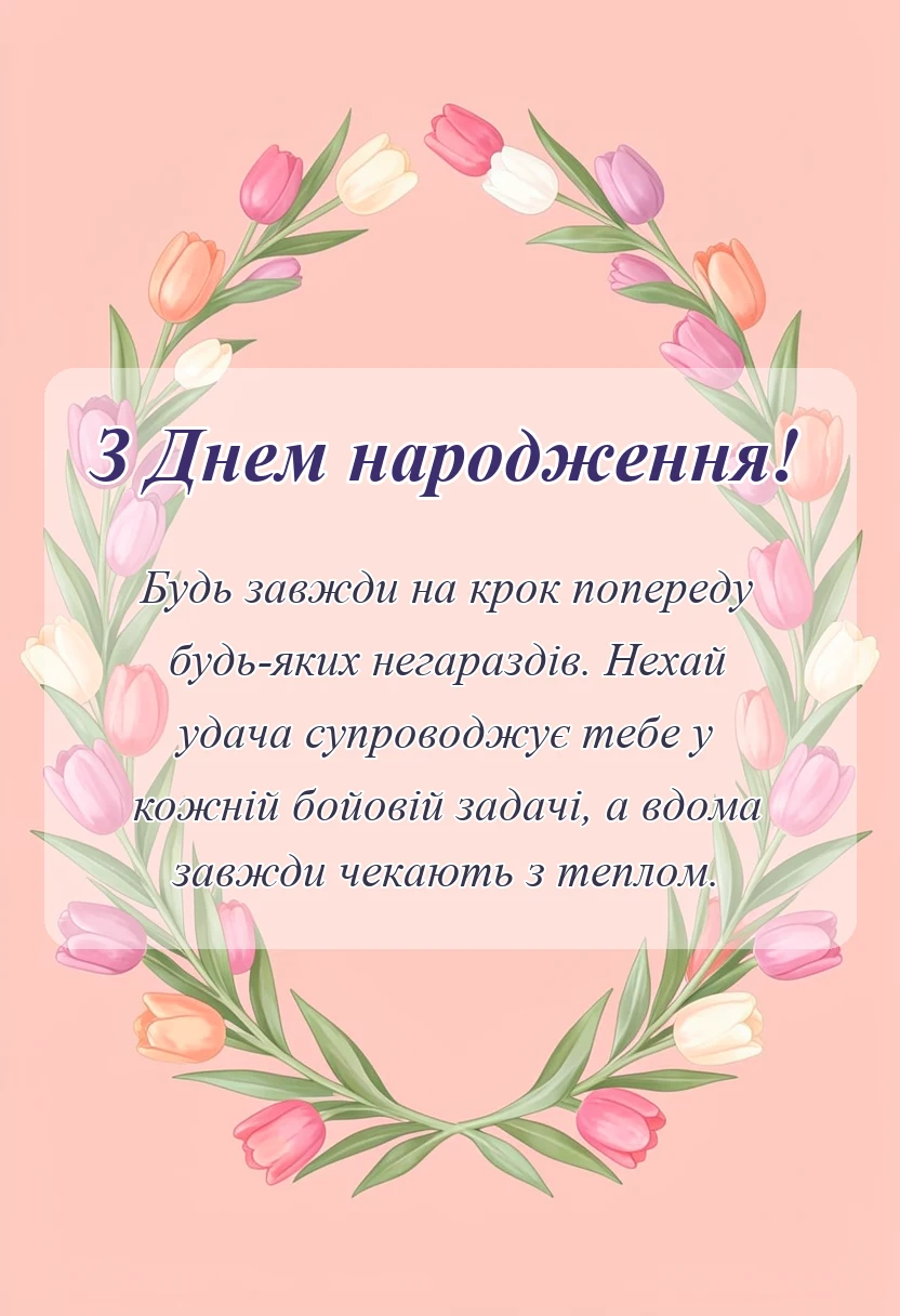 унікальна листівка - привітання з днем народження військового