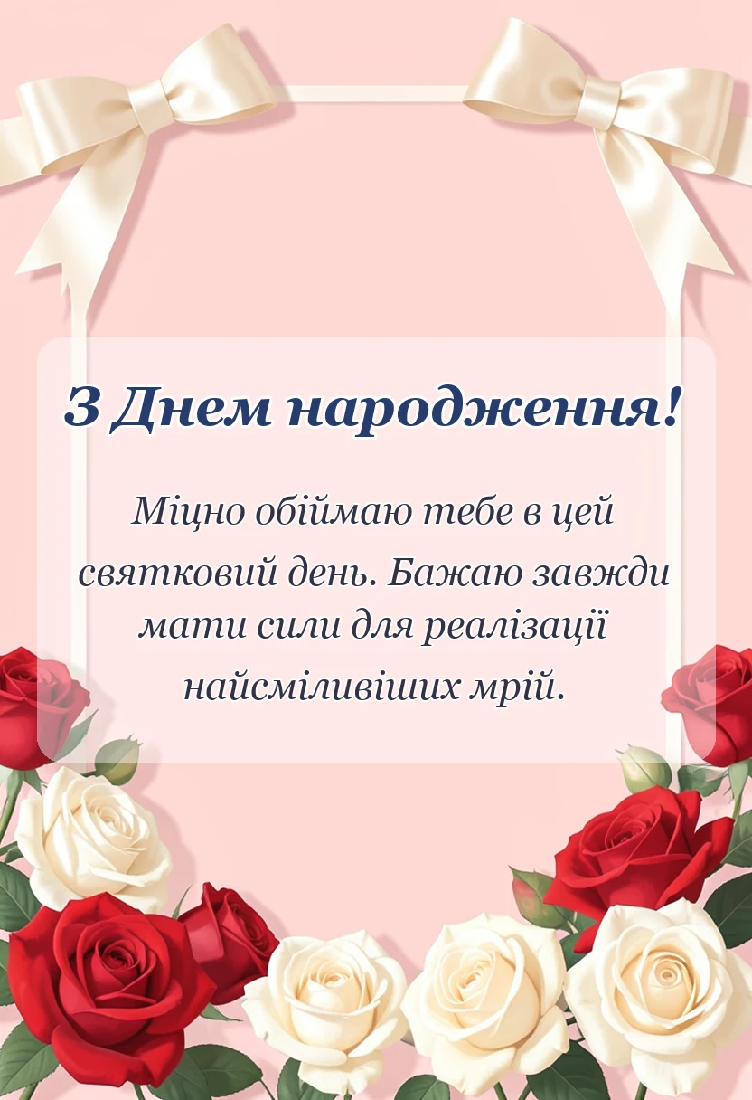 листівка з побажанням - привітання з днем народження дорослому сину від мами