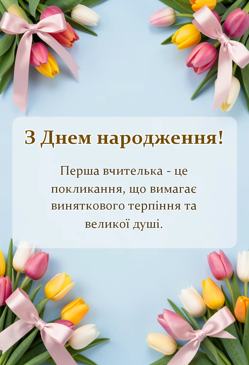 листівка з побажанням - вірш про першу вчительку