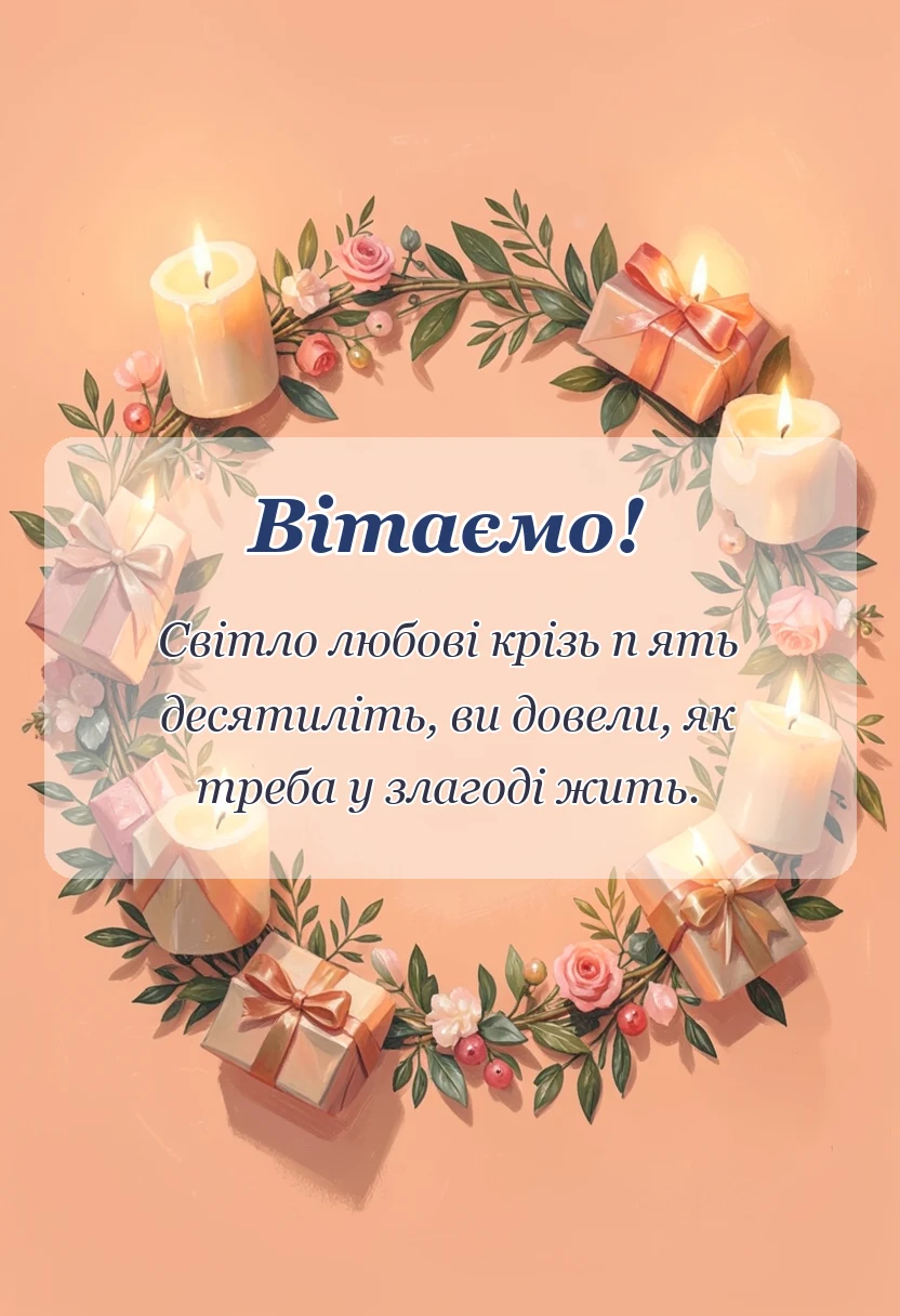 листівка з побажанням - віршовані привітання з золотим весіллям
