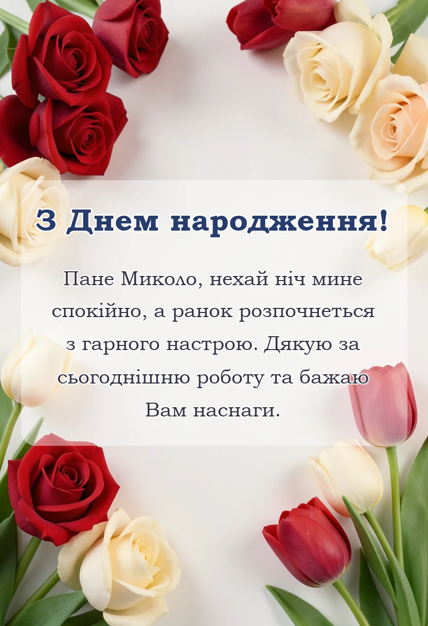 святкова картинка: побажання на добраніч для чоловіка
