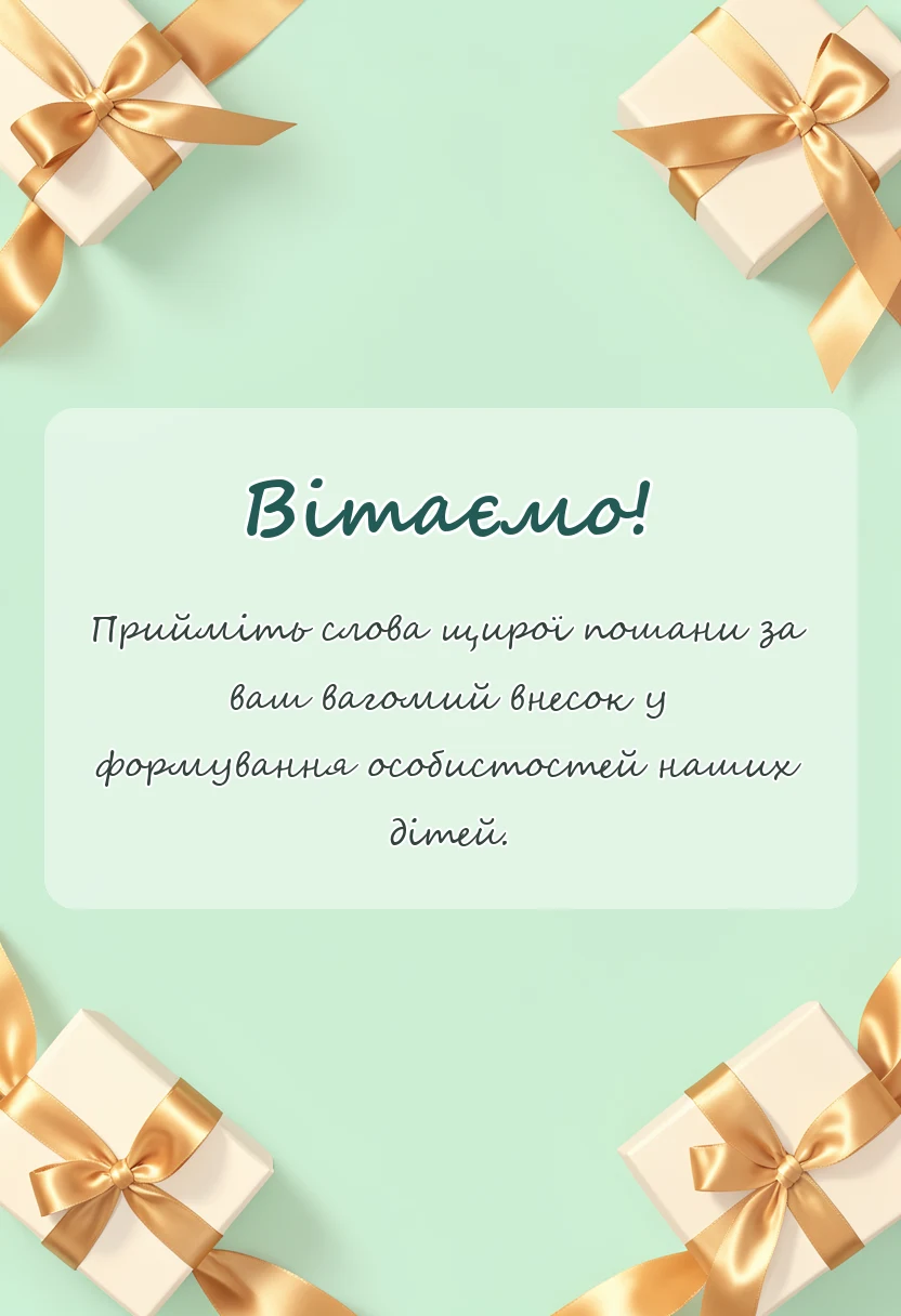 вітальна листівка - подяка вчителю від батьків своїми словами