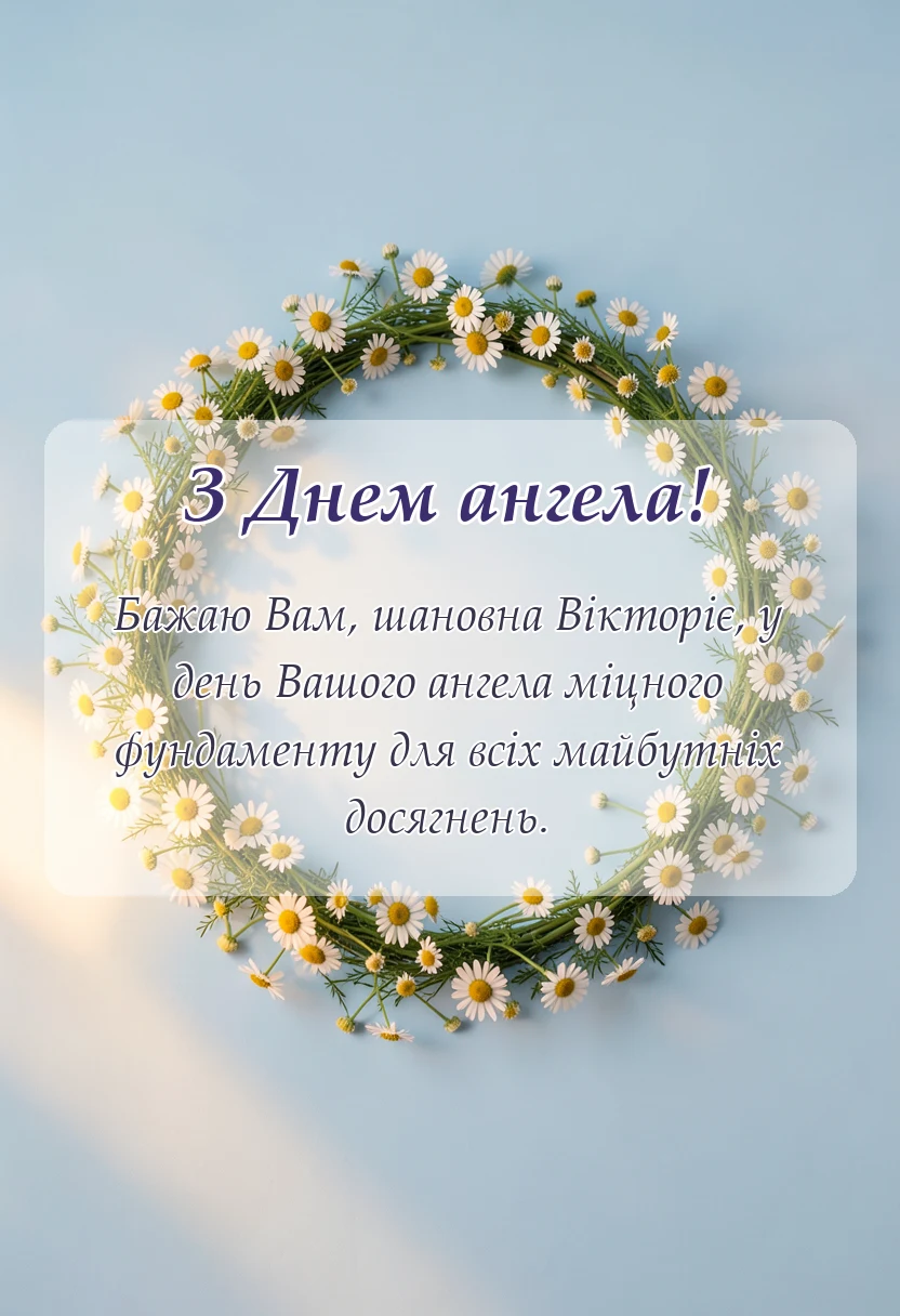 листівка з побажанням - привітання з днем ангела вікторії своїми словами